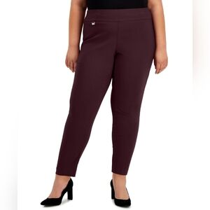 Alfani Plus Size Tummy Control Pull On Deep Burgundy Ankle Pants Size 16W